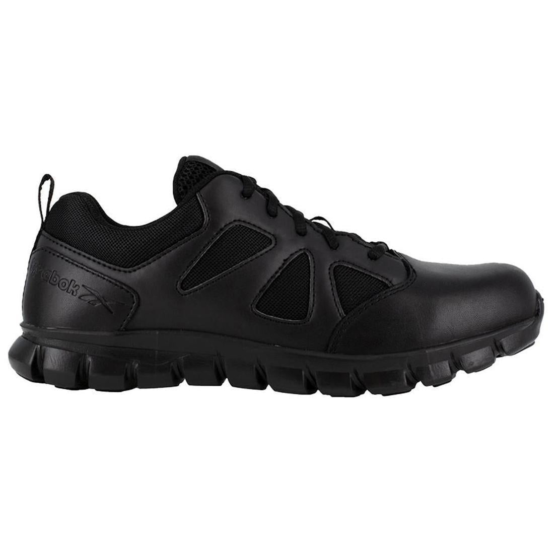 Reebok Work Women's Sublite Cushion Soft-Toe Tactical Work Shoe Black Profile View