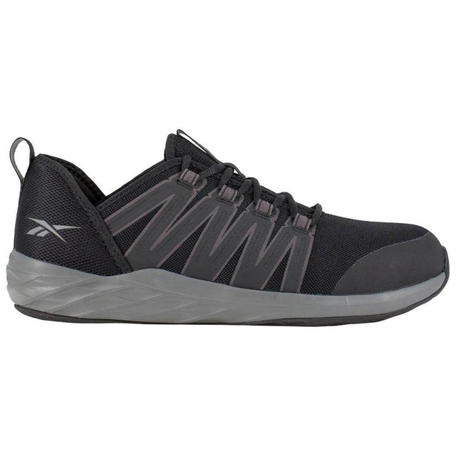 Reebok Work Women's Astroride Steel-Toe Athletic Work Shoe Black/Dark Grey Profile View