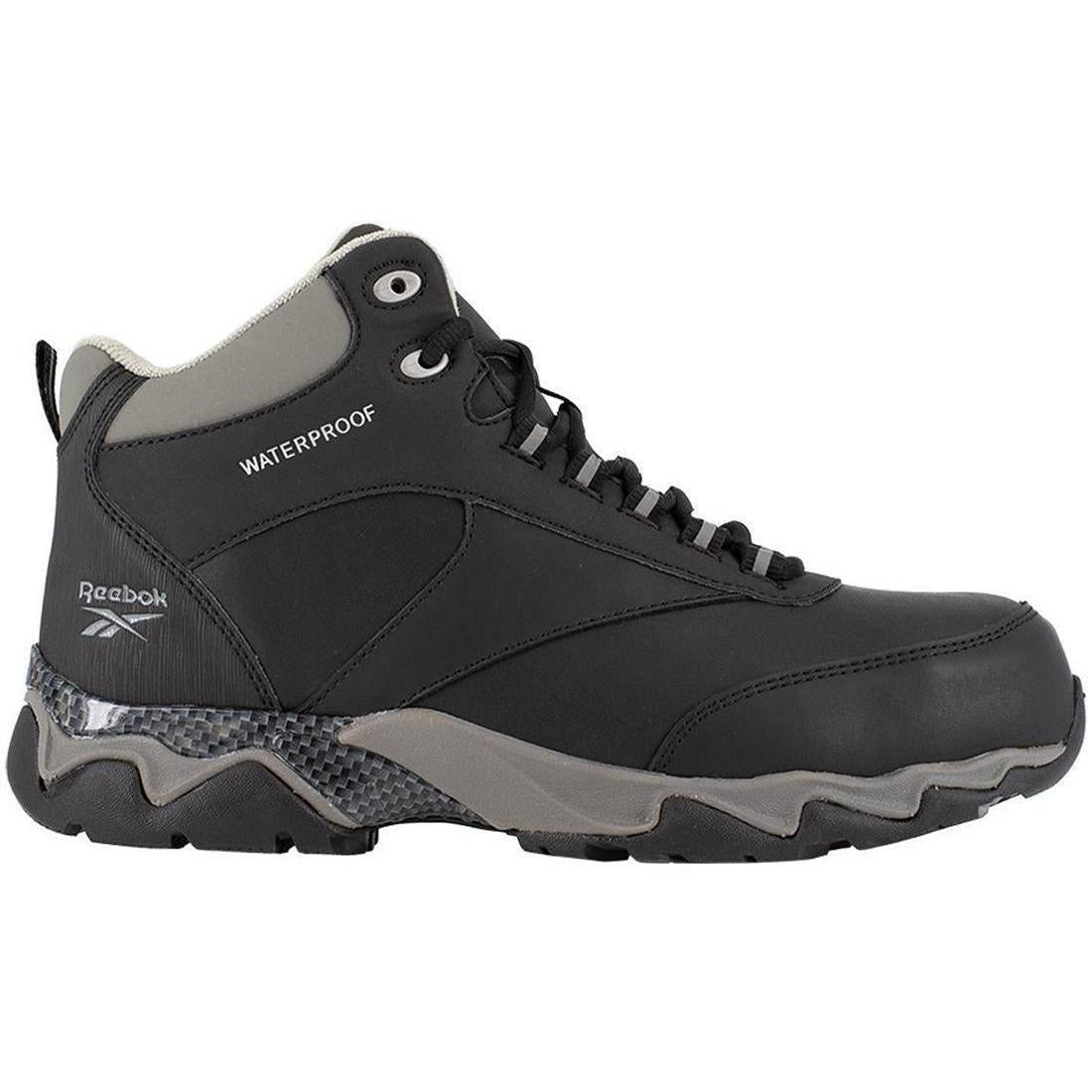 Reebok Work Beamer Composite-Toe Waterproof Athletic Work Boot Black Profile View