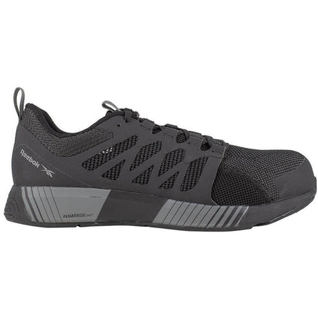 Reebok Work Fusion Flexweave™ Composite-Toe Athletic Work Shoe Black/Grey Profile View