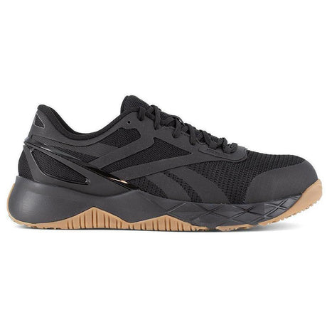 Reebok Work Nanoflex Tr Composite-Toe Athletic Work Shoe Black/Brown Profile View