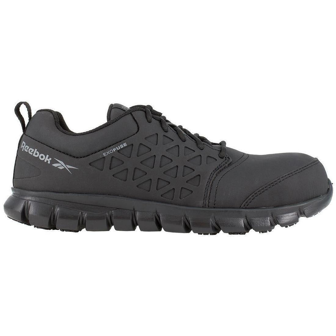 Reebok Work Sublite Cushion Composite-Toe Athletic Work Shoe Black Exofuse Profile View