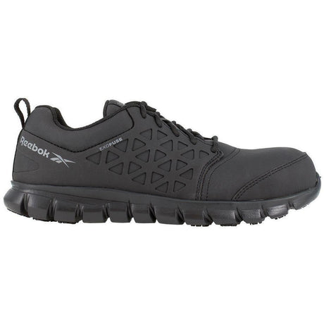 Reebok Work Sublite Cushion Composite-Toe Athletic Work Shoe Black Exofuse Profile View