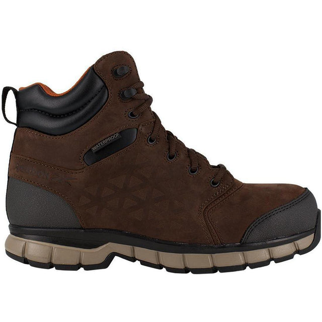 Reebok Work Sublite Cushion 6 Inch Composite-Toe Waterproof Athletic Work Boot Brown Profile View