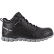 Reebok Work Sublite Cushion Composite-Toe Waterproof Mid-Cut Athletic Work Boot Black Profile View