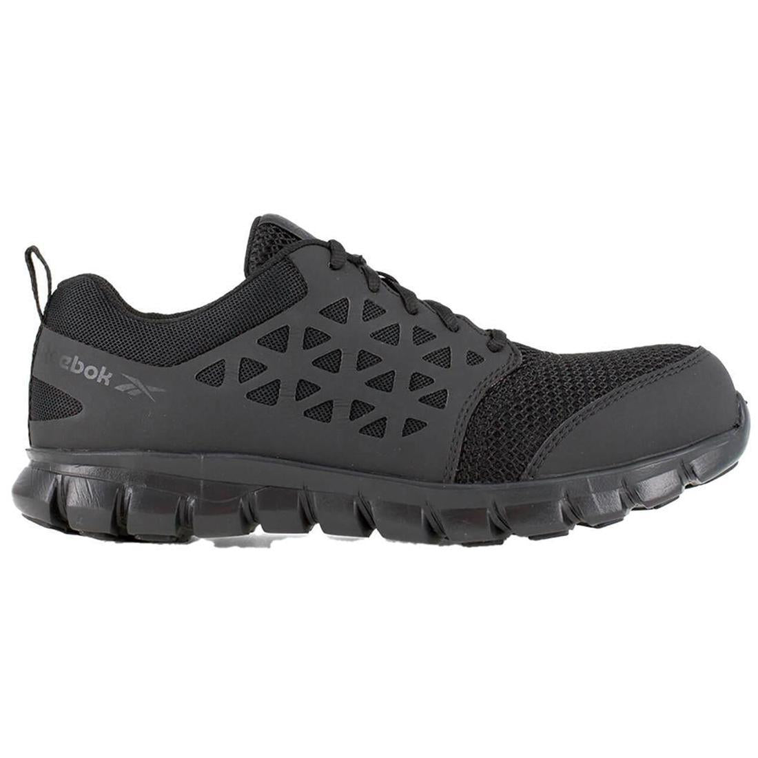 Reebok Work Sublite Cushion Composite Toe Puncture Resistant Work Shoe Black Profile View