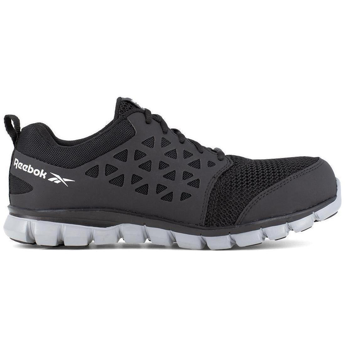 Reebok Work Sublite Cushion Composite-Toe Puncture Resistant Work Shoe Shoe Black/Grey Profile View