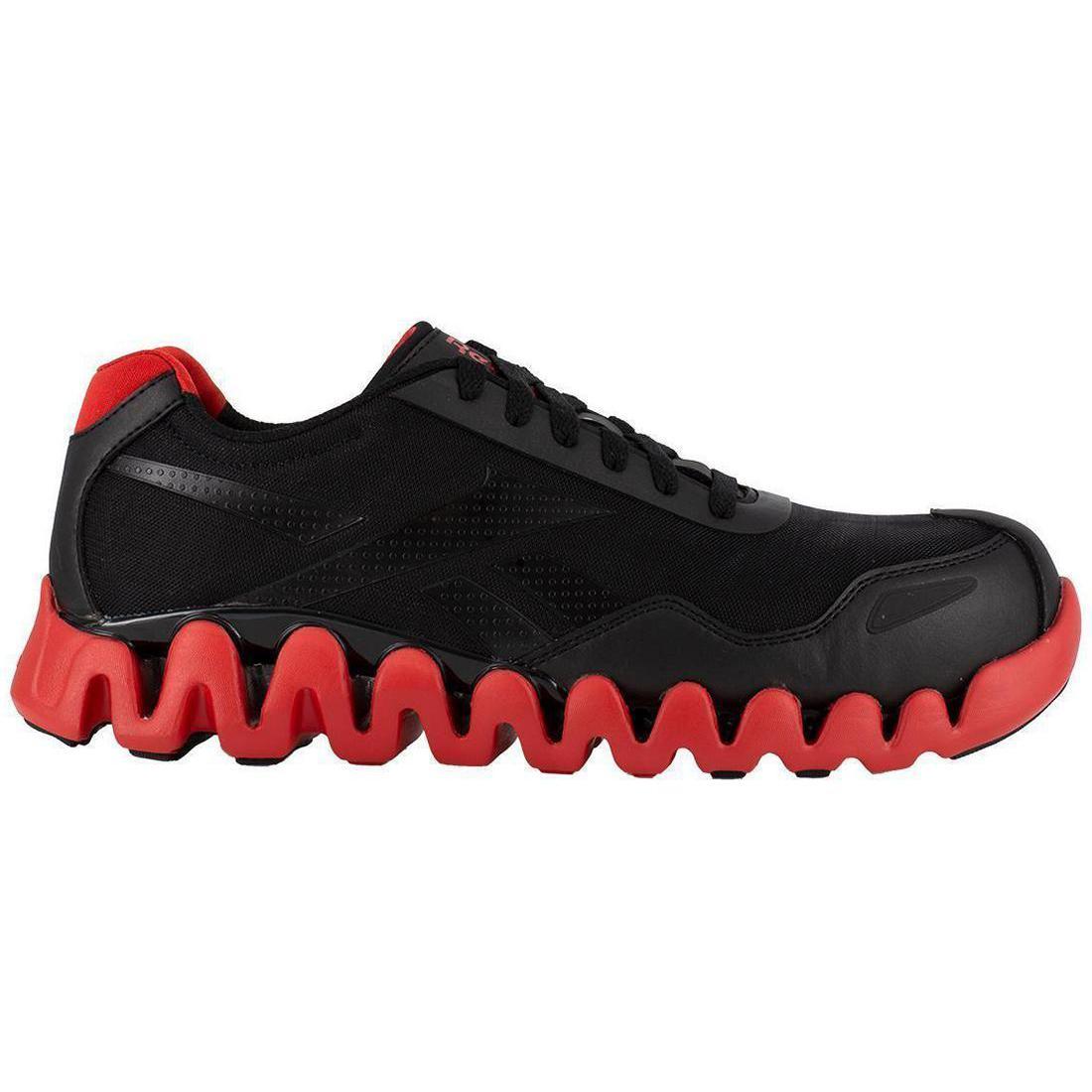 Reebok Work Zig Pulse Composite-Toe Athletic Work Shoe Black/Red Profile View