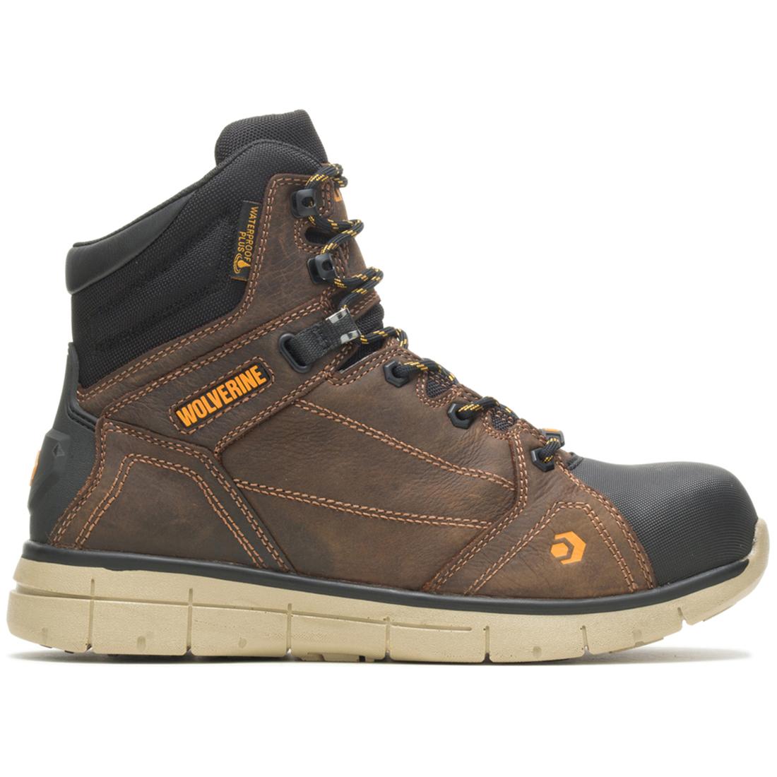 Wolverine Rigger Waterproof CarbonMax Work Boot Brown Profile View