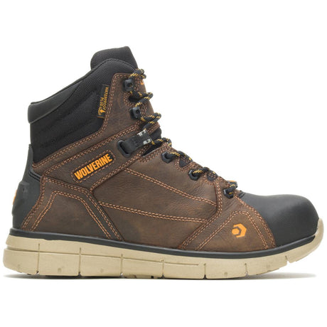 Wolverine Rigger Waterproof CarbonMax Work Boot Brown Profile View