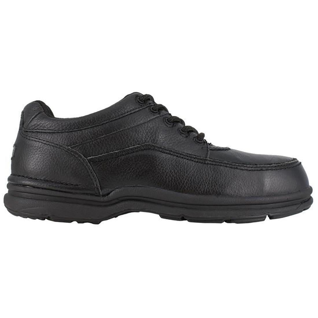 Rockport Works World Tour Steel-Toe Casual Oxford Work Shoe Black Profile View