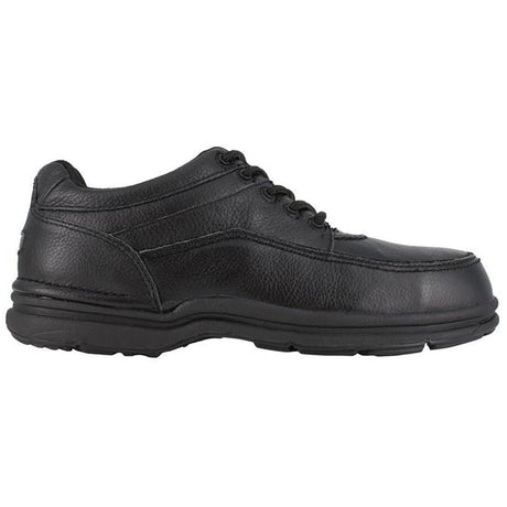 Rockport Works World Tour Steel-Toe Casual Oxford Work Shoe Black Profile View