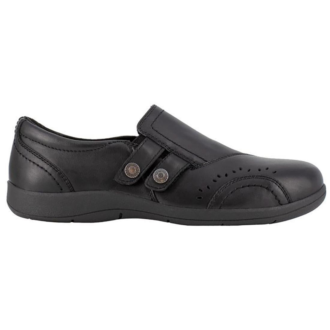 Rockport Works Women's Daisy Work Alloy-Toe Slip On Work Shoe Black Profile View