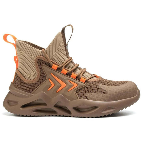 Safety Shoes Steel Toe Athletic Mid Safety Boot Wheat Orange ABL99 KhaKI Profile View