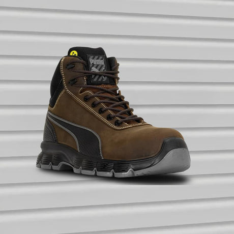 Safety toe sneake brown in side angle
