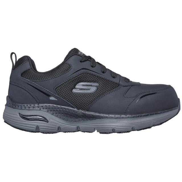 Skechers Work Arch Fit Sr Angis Composite-Toe Shoe Black/Charcoal Profile View