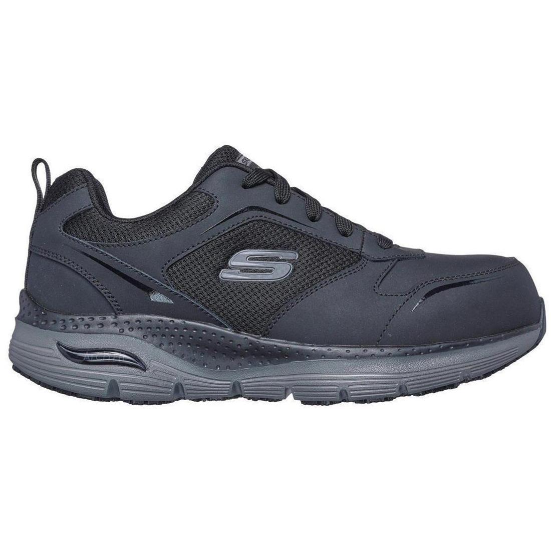 Skechers Work Arch Fit Sr Angis Composite-Toe Shoe Black/Charcoal Profile View