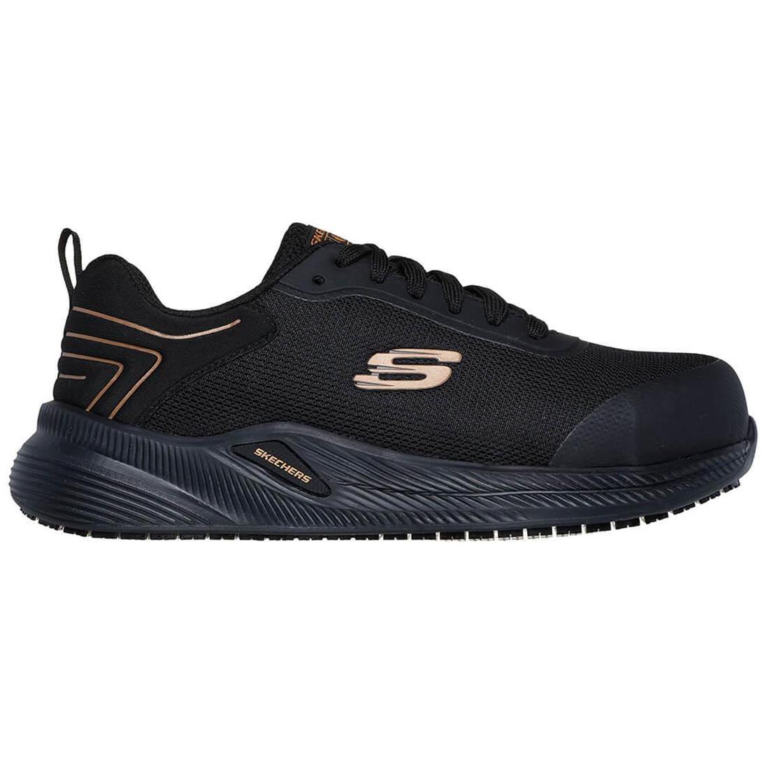 Skechers Work Skechers Cabix Nia Composite-Toe Shoe Black / Gold Profile View