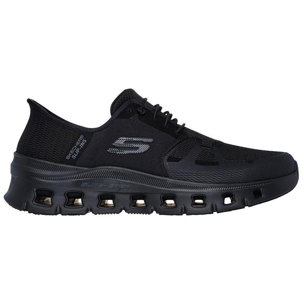 Skechers Work Glide Step Pro Sr Slip Resistant Shoe Black Profile View
