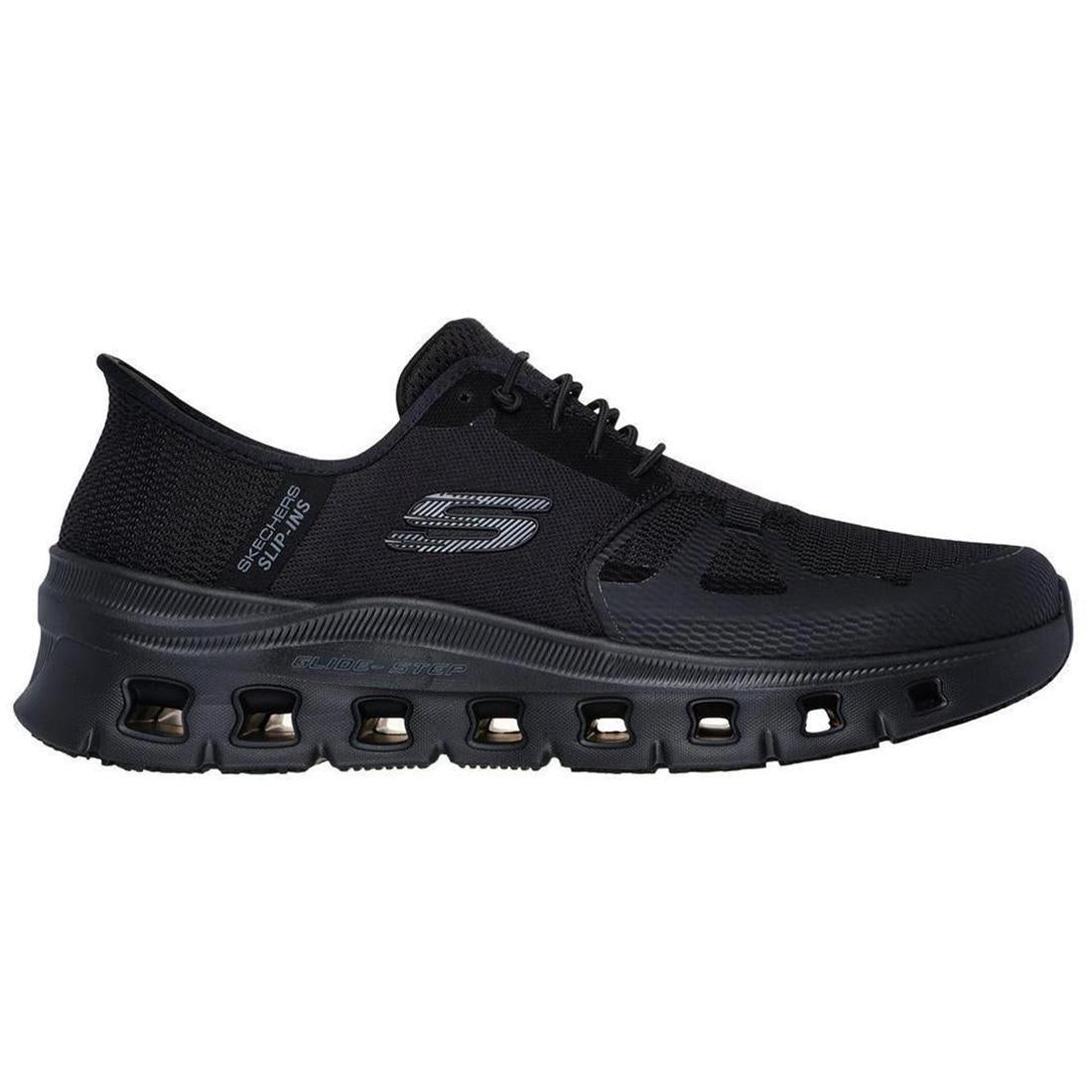 Skechers Work Glide Step Pro Sr Slip Resistant Shoe Black Profile View