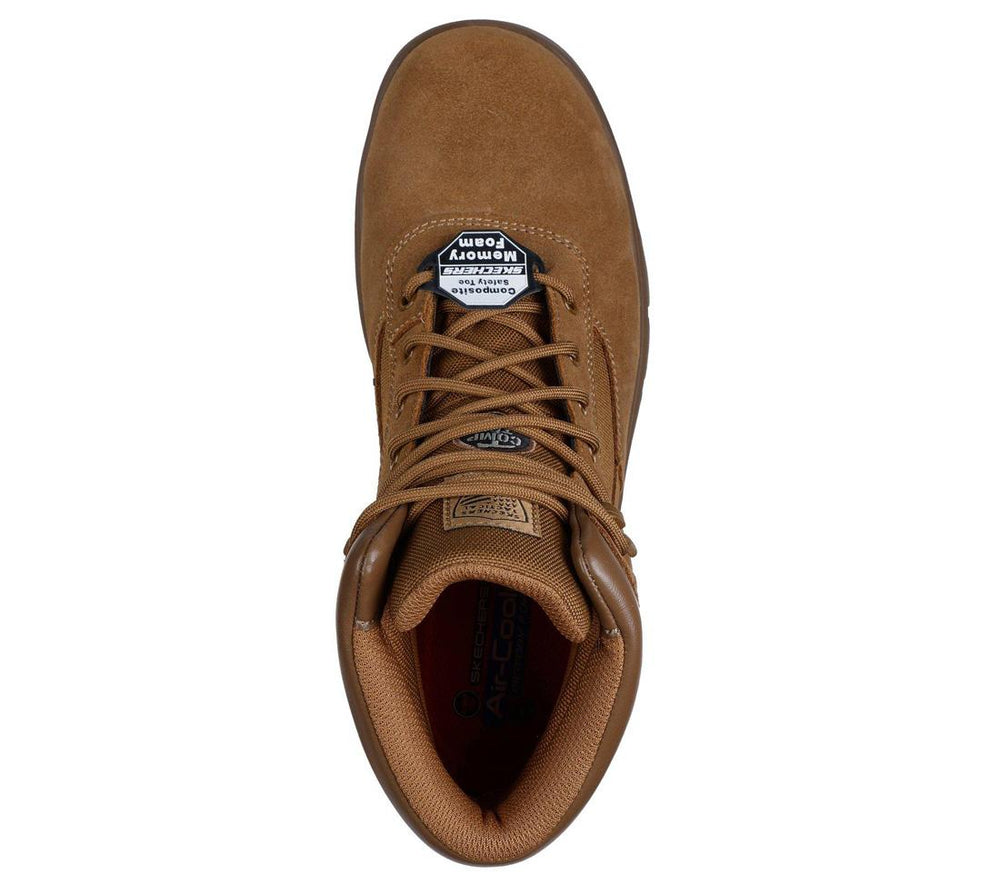 Skechers Work Wascana Baylan Composite-Toe Boot Coyote Brown 200112/CML Heel Image
