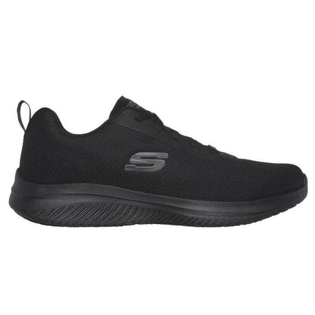 Skechers Work Men's Daxtin Ultra Flex 3.0 Relaxed Fit Slip Resistant Shoe Black Profile View