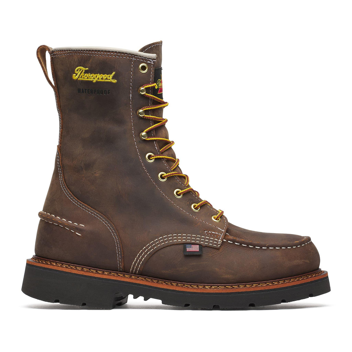 Thorogood 1957 Series 8" Waterproof Moc Toe Boot with Maxwear 90 Crazy Horse side view