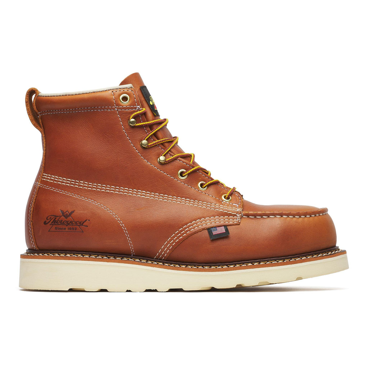 Thorogood American Heritage 6" Steel-Toe Moc Toe Boot Maxwear Wedge Tobacco side view