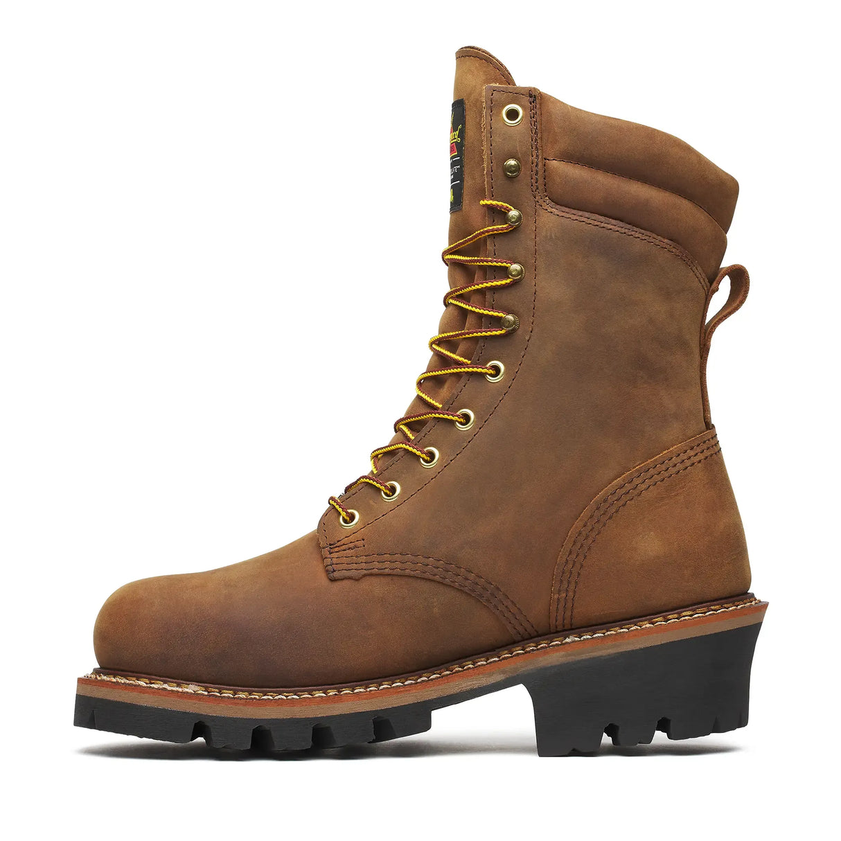 Thorogood Logger Series 9" Steel Toe Insulated Waterproof Boot Brown Trail Crazy Horse Inner Side View