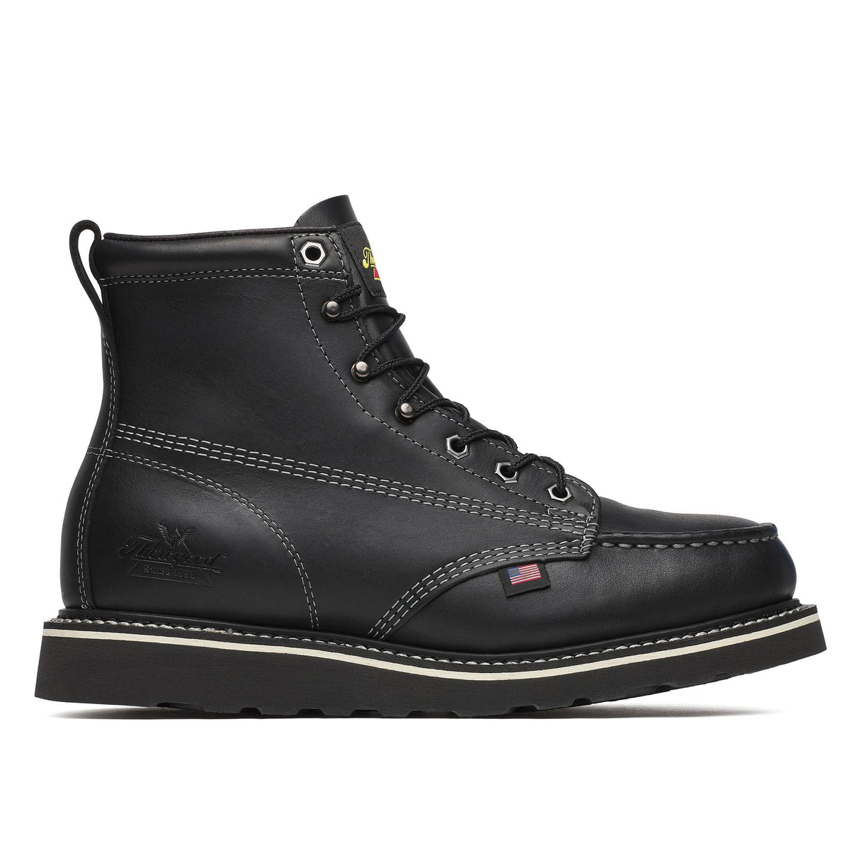 Thorogood Midnight Series 6" Moc Toe Boot Black side view