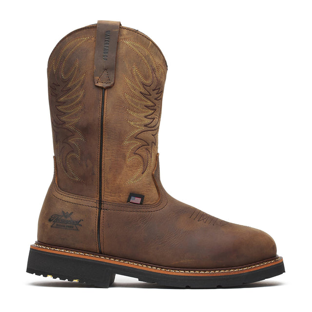 Thorogood 11" Waterproof Square-Toe Western Wellington Boot Crazy Horse side view