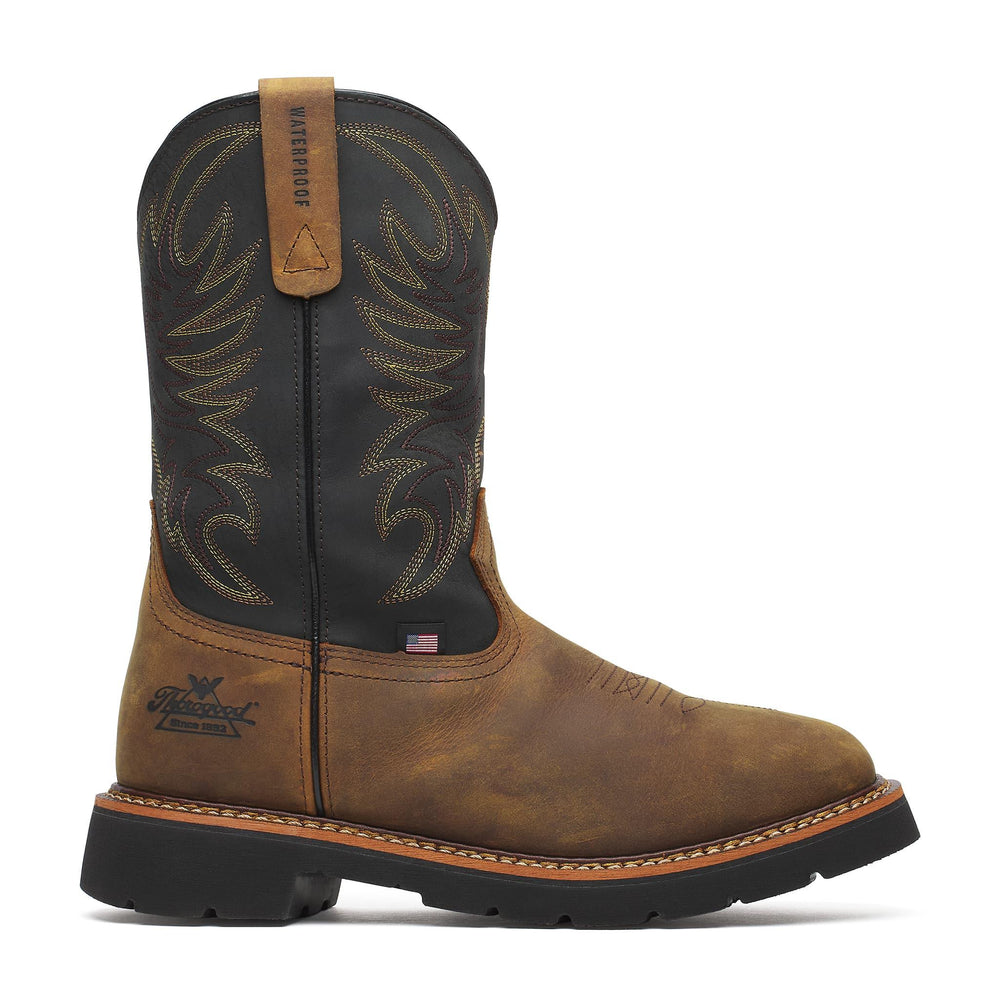 Thorogood Square Toe WGTN 11" Waterproof Boot Crazy Horse Black side view