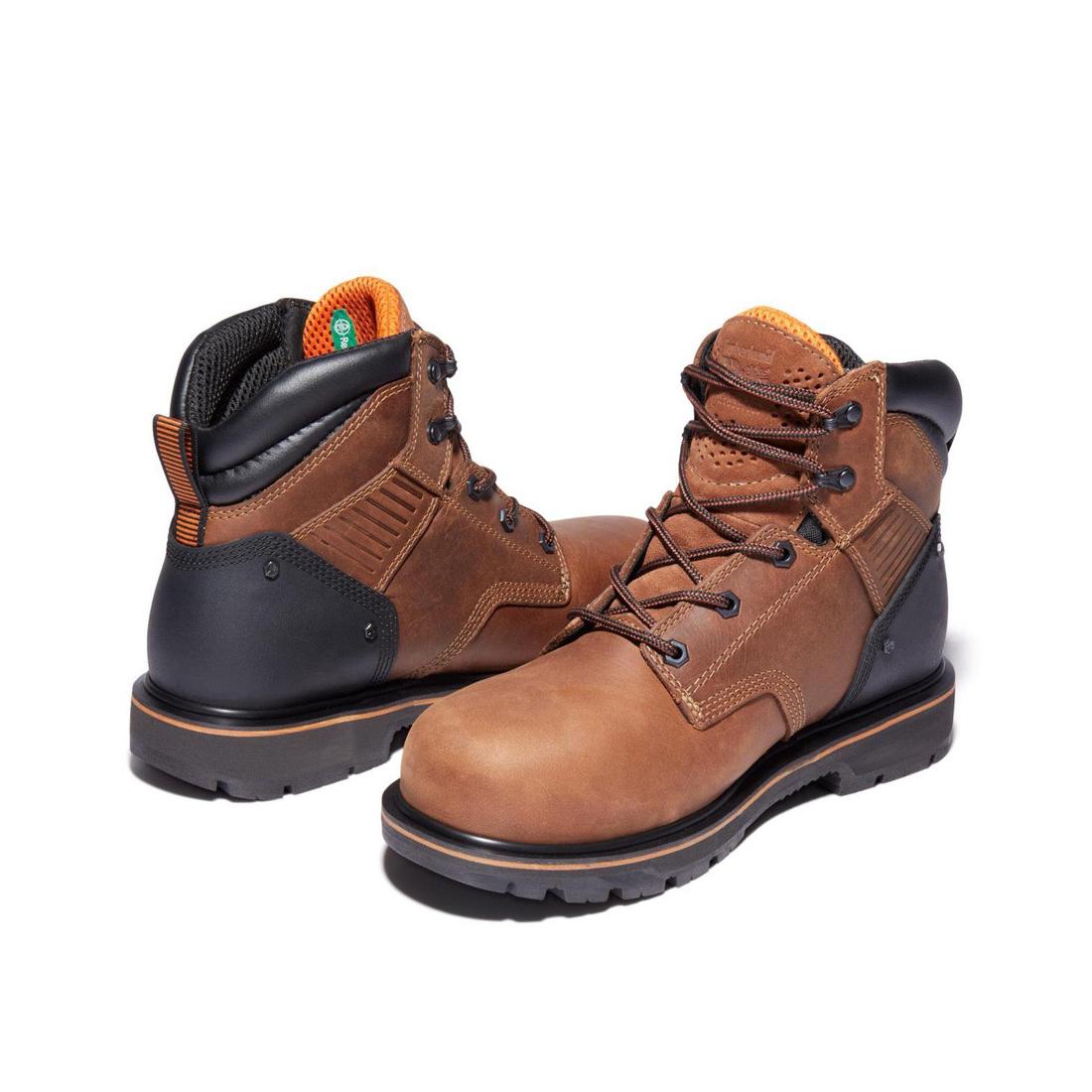 Timberland Pro Ballast 6 Inch Steel-Toe Work Boot Brown Heel-Back View
