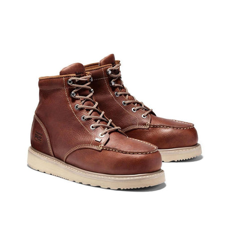 Timberland Pro Barstow 6 Inch Men's Alloy-Toe Work Boot Brown Angled View