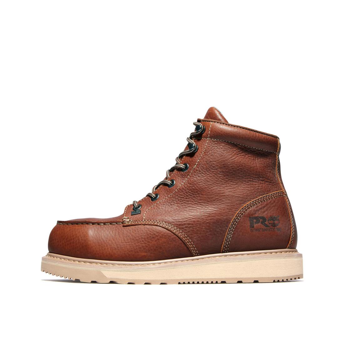 Timberland Pro Barstow 6 Inch Men's Alloy-Toe Work Boot Brown Detail View