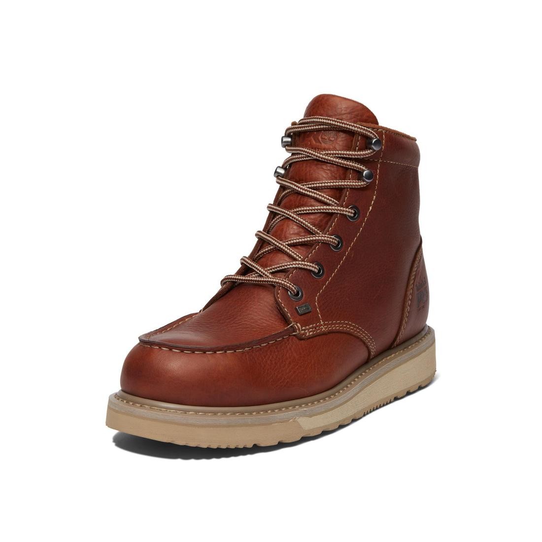 Timberland Pro Barstow 6 Inch Soft-Toe Wedge Boot Brown Detail View