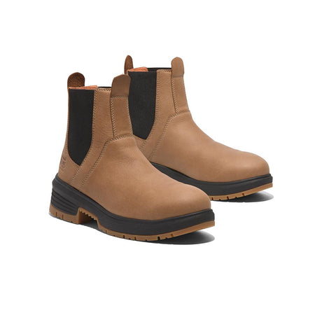 Timberland Pro Women's Birchline Composite-Toe Chelsea Boot Full Grain Light Brown Detail View