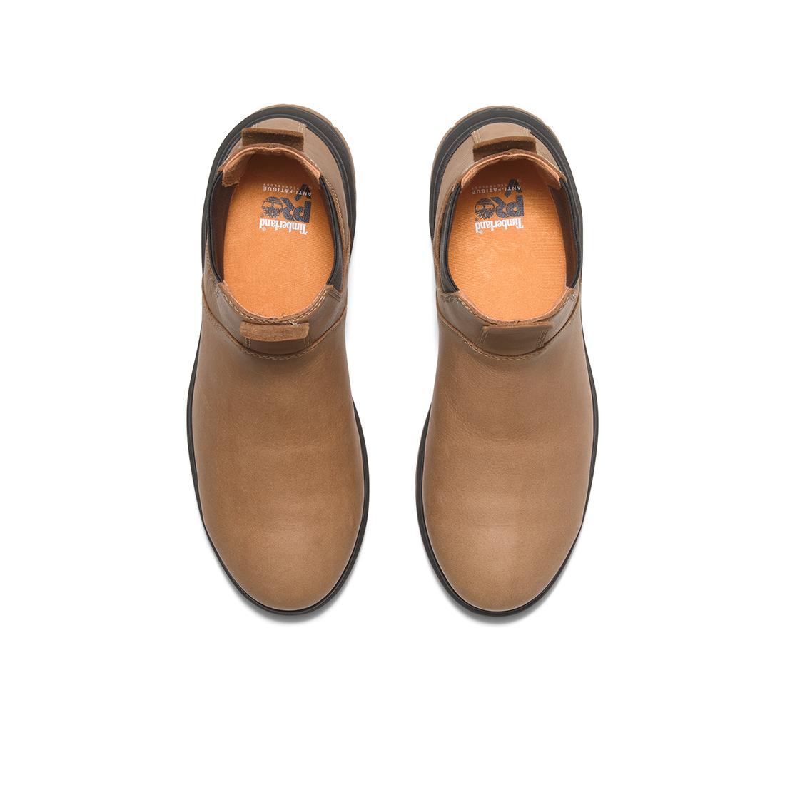 Timberland Pro Women's Birchline Composite-Toe Chelsea Boot Full Grain Light Brown Front-upper View