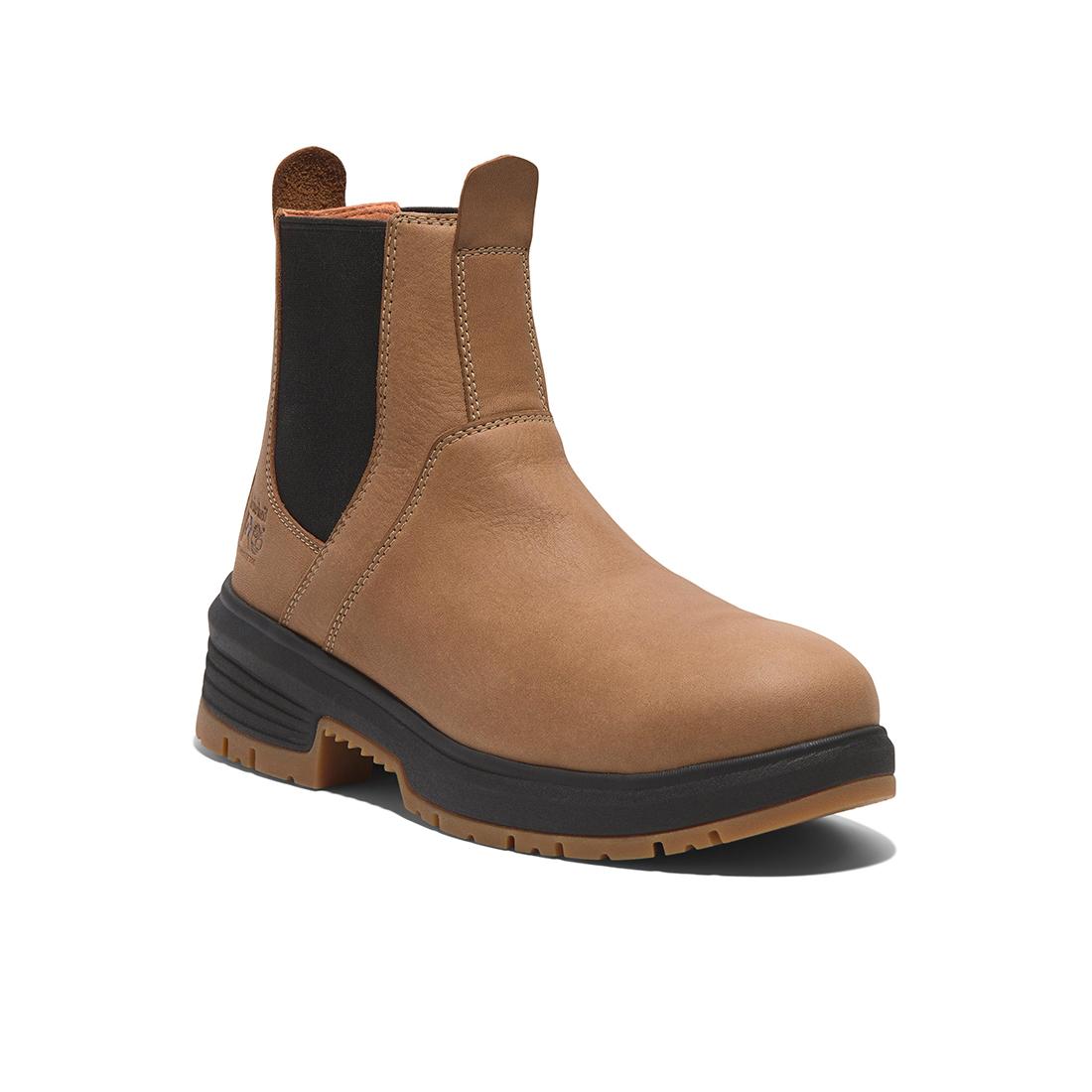 Timberland Pro Women's Birchline Composite-Toe Chelsea Boot Full Grain Light Brown Medial View