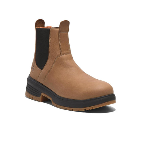 Timberland Pro Women's Birchline Composite-Toe Chelsea Boot Full Grain Light Brown Medial View