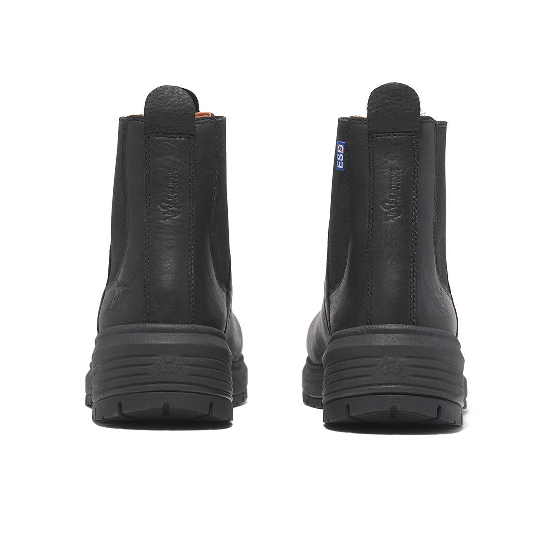 Timberland Pro Women's Birchline Composite-Toe Chelsea Boot Sd10 Full Grain Blackout Heel-Back View