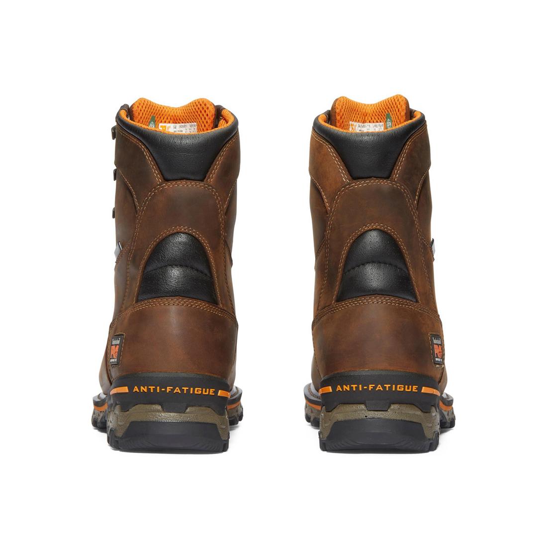 Timberland Pro Boondock 8 Inch Composite-Toe Work Boot Brown Heel-Back View