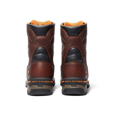 Timberland Pro Boondock 8 Inch Composite-Toe Waterproof Ins 600G Work Boot Brown Heel-Back View