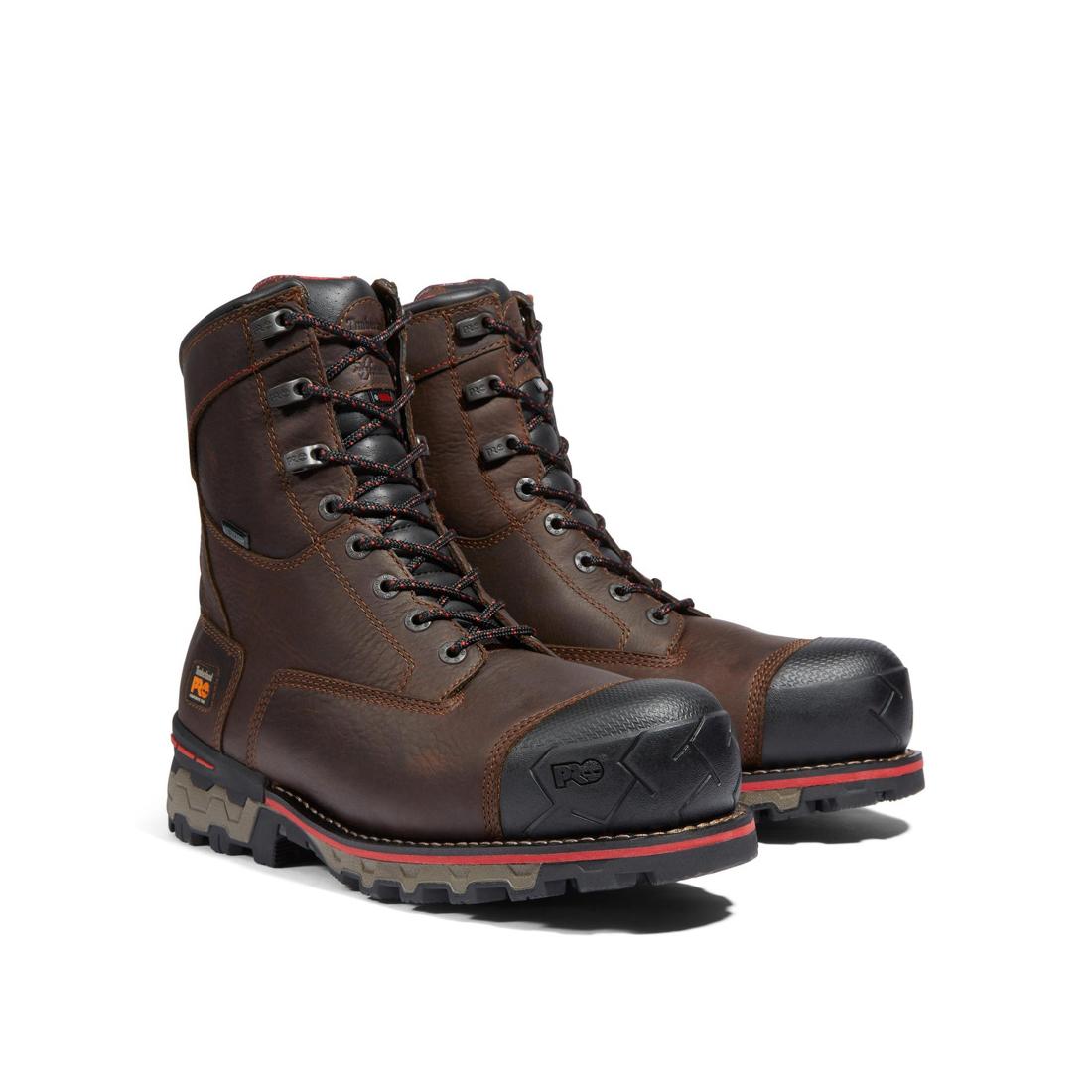 Timberland Pro Boondock 8 Inch Composite-Toe Waterproof Ins 1000G Work Boot Brown Detail View