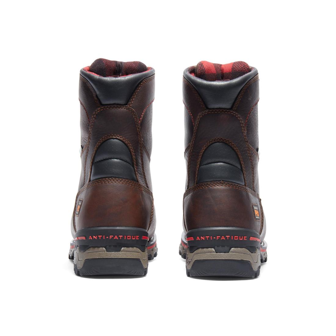Timberland Pro Boondock 8 Inch Composite-Toe Waterproof Ins 1000G Work Boot Brown Heel-Back View