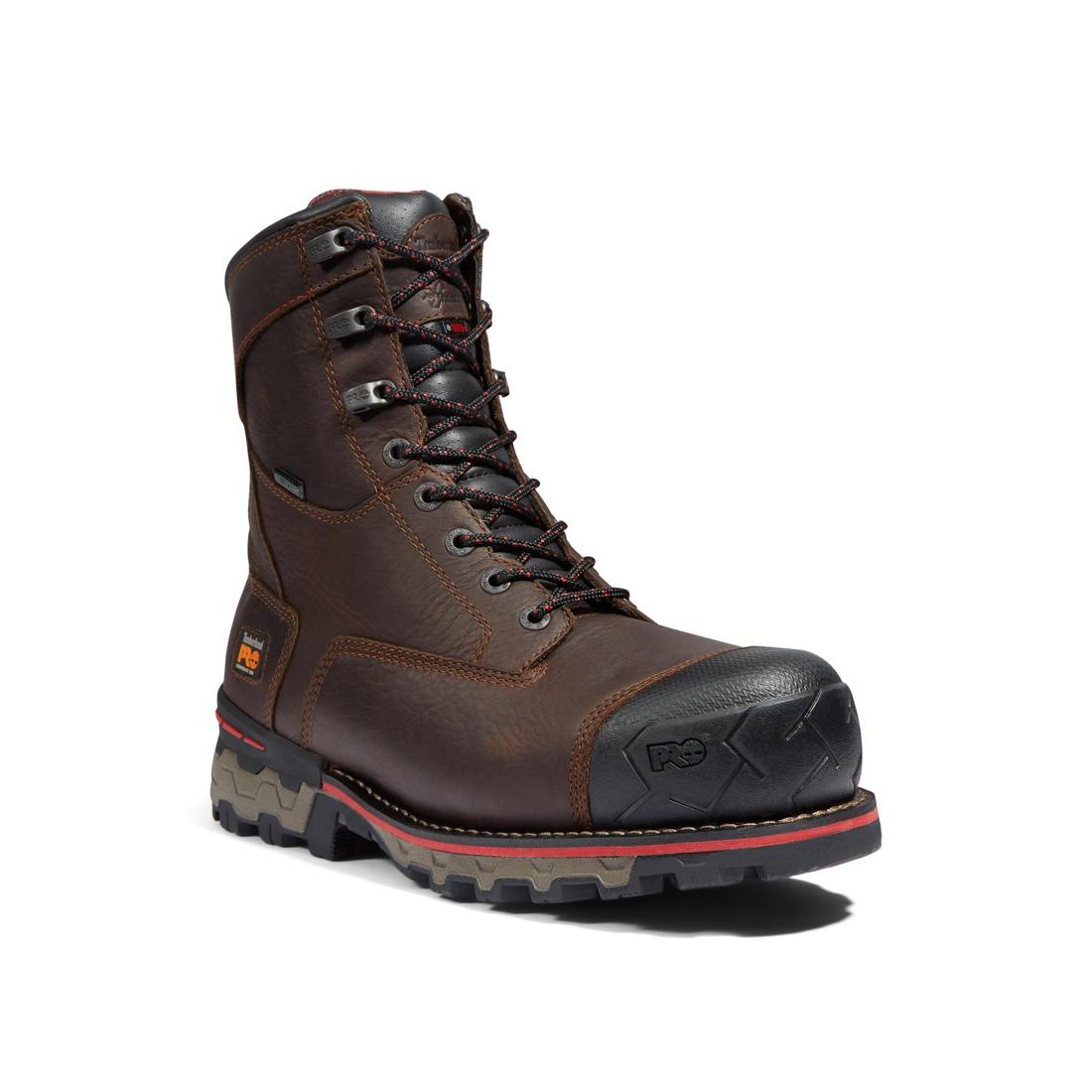 Timberland Pro Boondock 8 Inch Composite-Toe Waterproof Ins 1000G Work Boot Brown Medial View