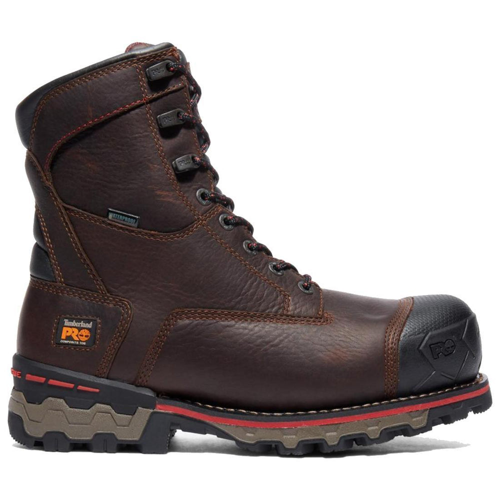 Timberland Pro Boondock 8 Inch Composite-Toe Waterproof Ins 1000G Work Boot Brown Profile View