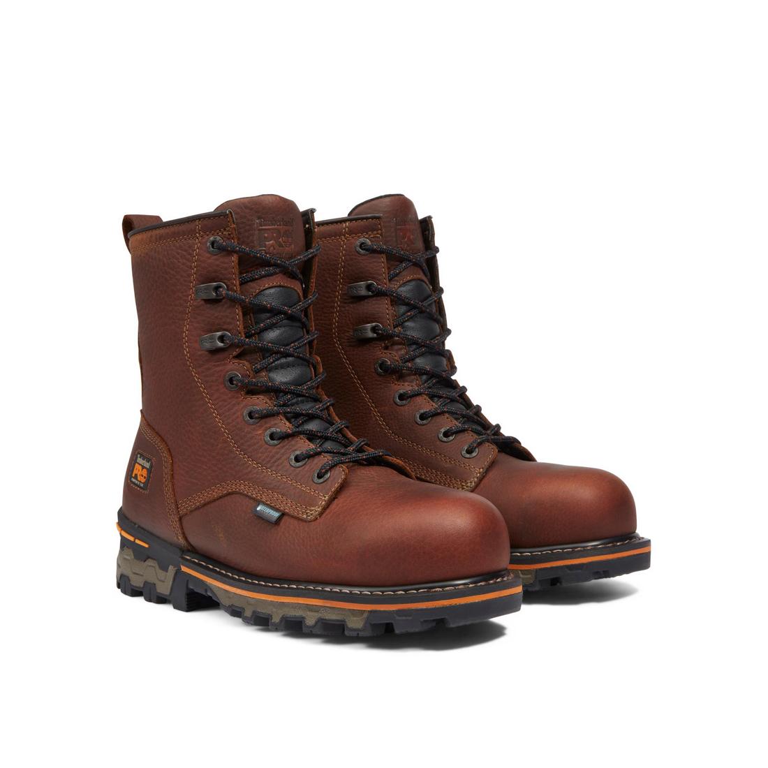 Timberland Pro Boondock 8 Inch Composite-Toe Waterproof Work Boot Medium Brown Detail View