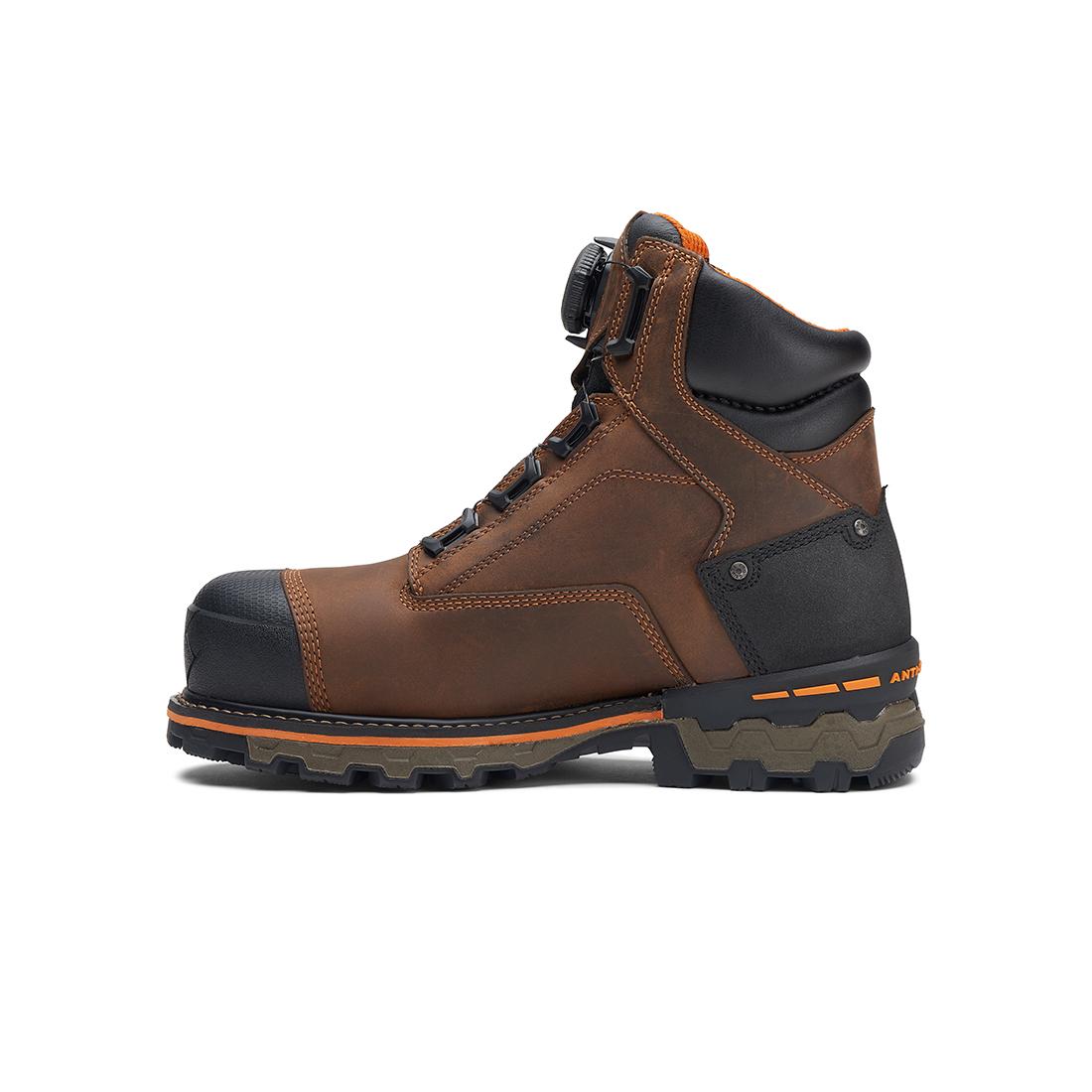Timberland Pro Boondock 6-Inch Waterproof Composite-Toe Work Boot Boa Fp Csa Full Grain Medium Brown Angled View