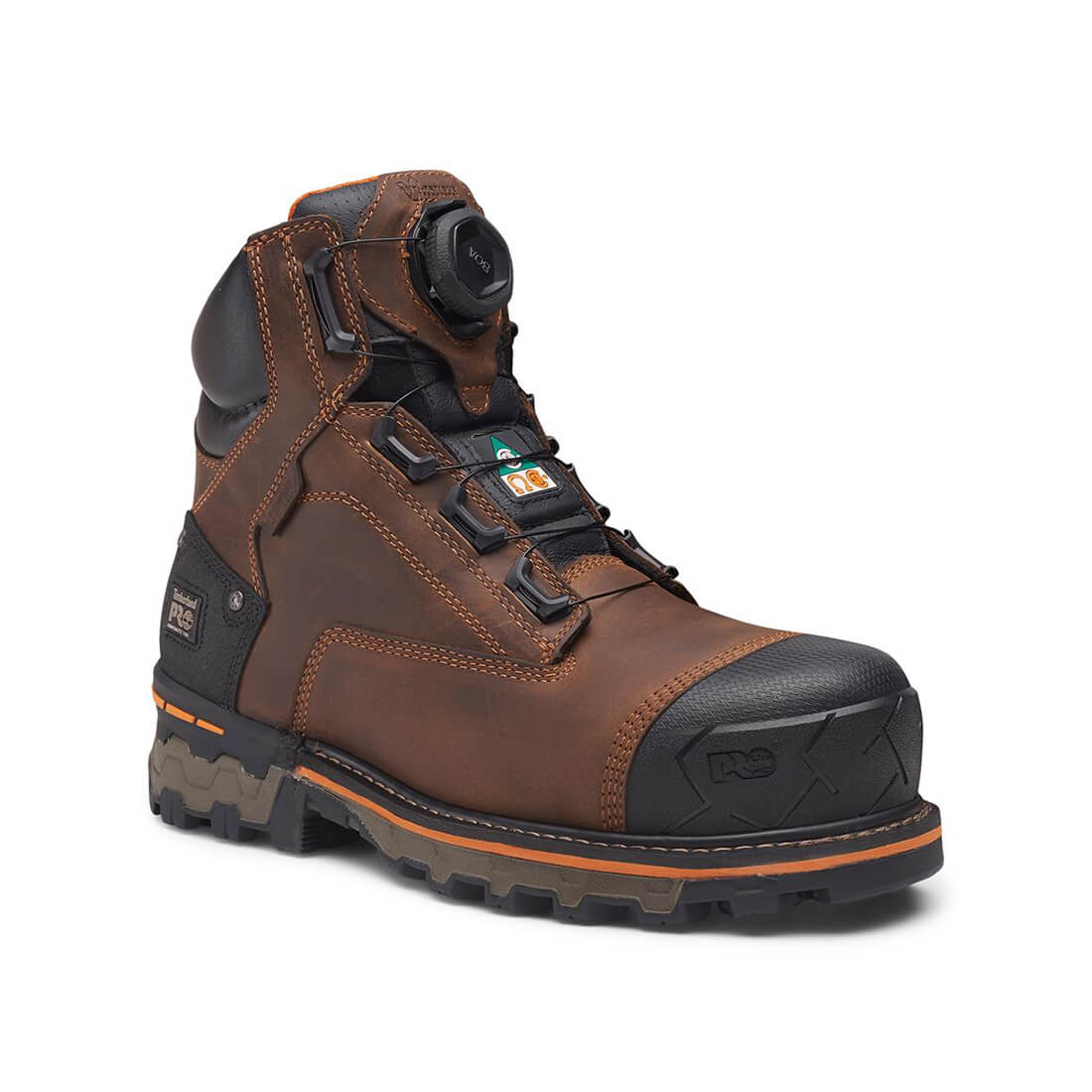 Timberland Pro Boondock 6-Inch Waterproof Composite-Toe Work Boot Boa Fp Csa Full Grain Medium Brown Medial View